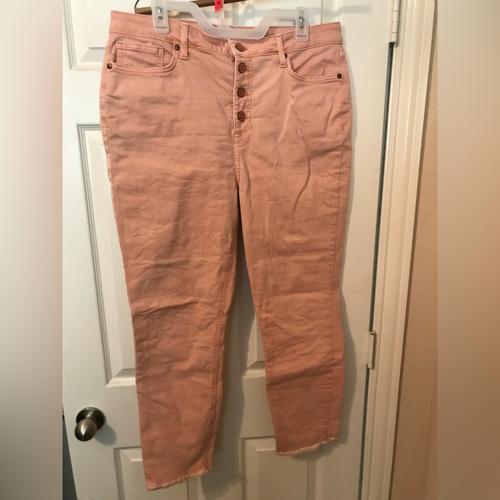Pink button up jeans